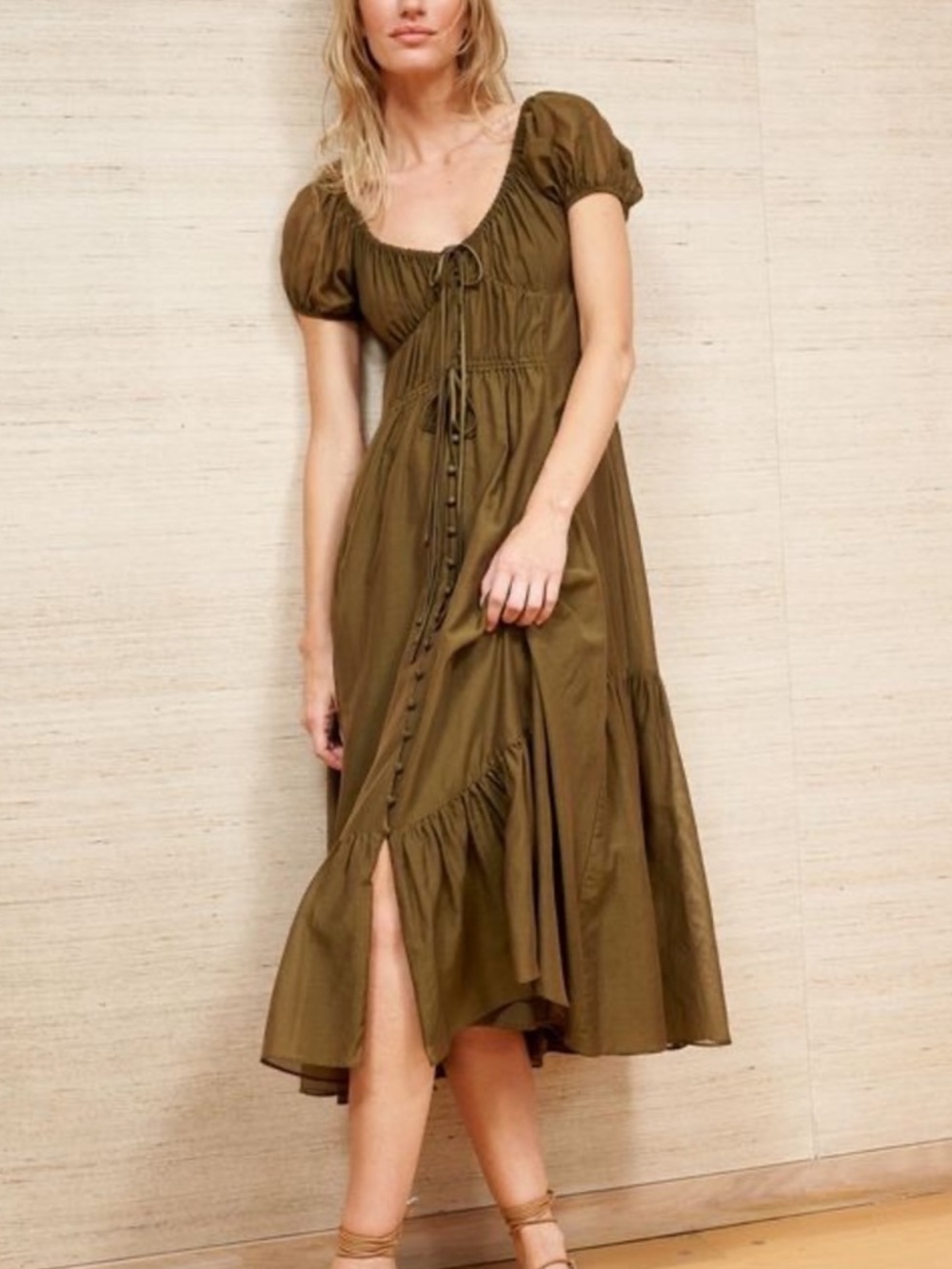 La Ligne Josie Maxi Dress in Olive Green
